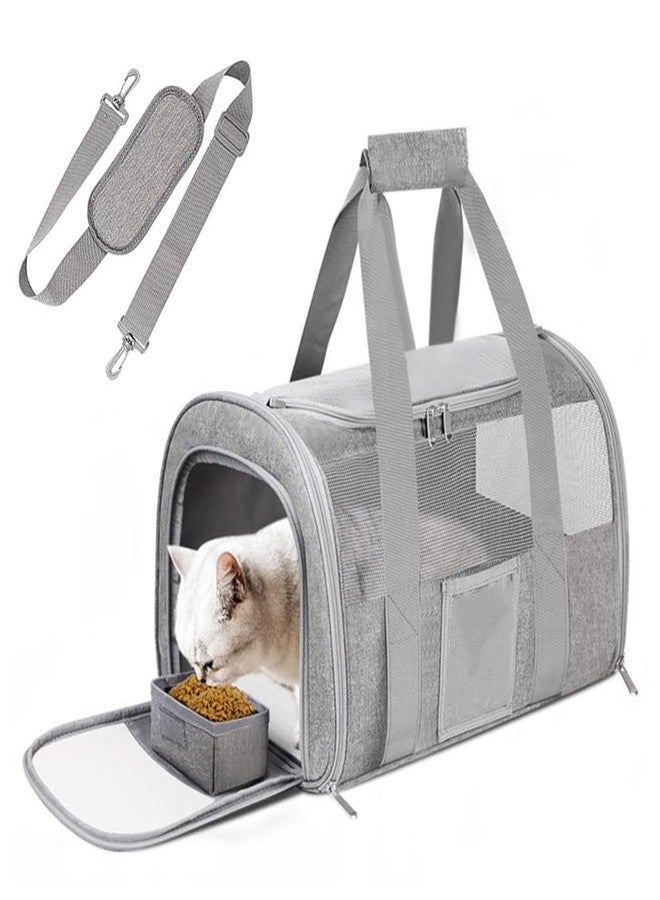 Qpets® Cat Carrier Bag, Breathable Cat Bag Mesh Pet Carrier, Multifunctional Folding Pet Carrier with Food Box & Handle & Shoulder Strap (43X30X28cm) - Image 1